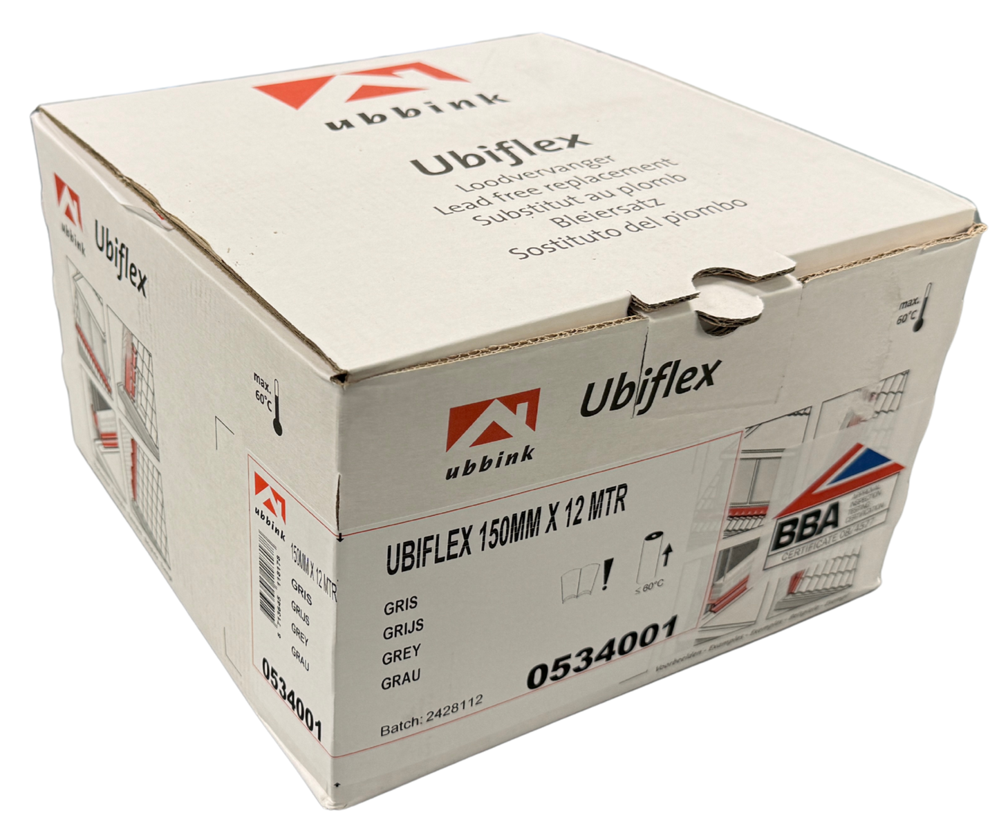 Ubiflex Lead-Free Flashing – 150mm × 12m (Grey)