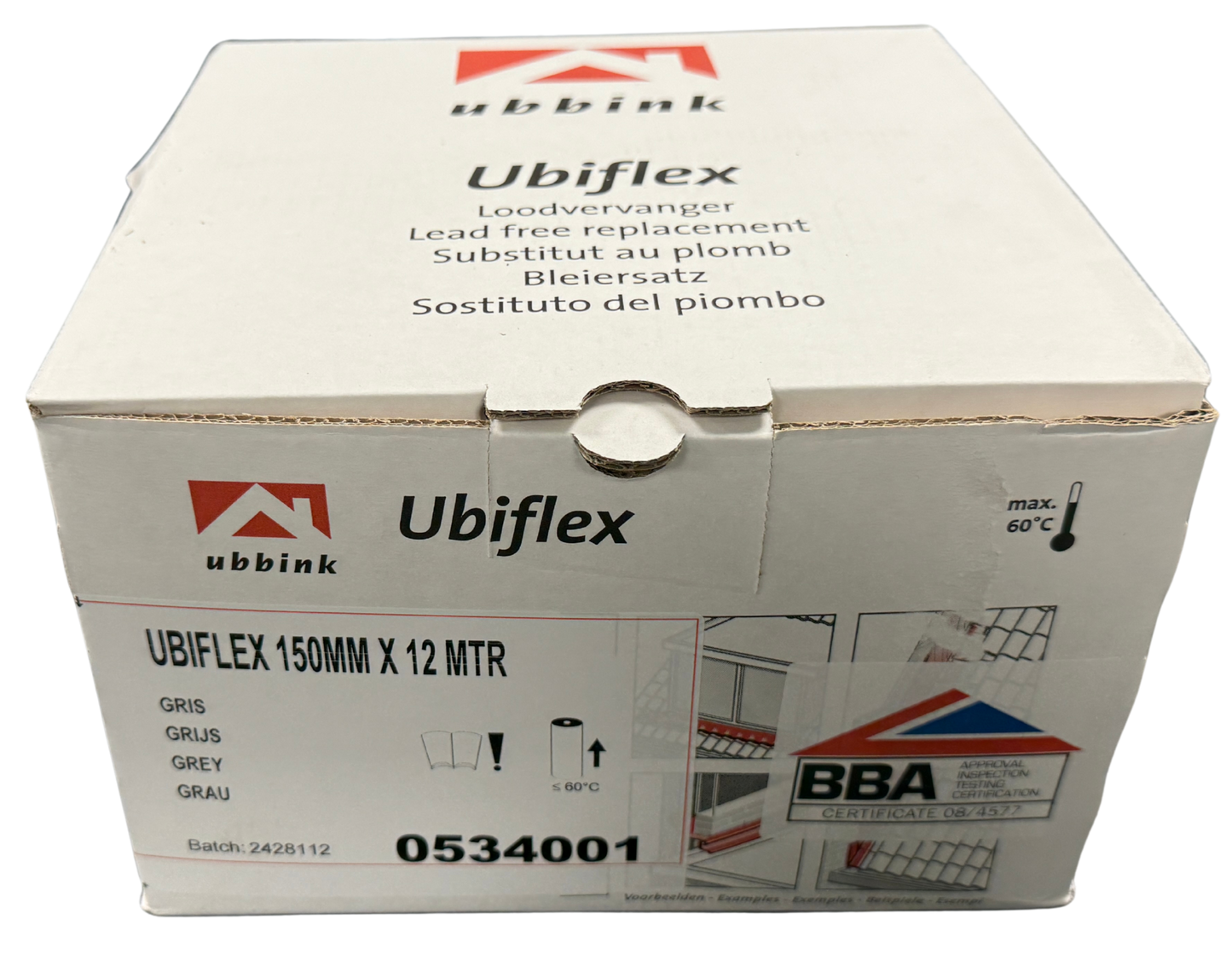 Ubiflex Lead-Free Flashing – 150mm × 12m (Grey)