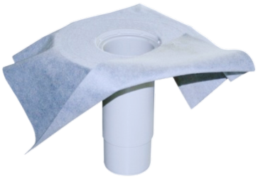 Roof outlet for liquid coatings with flange