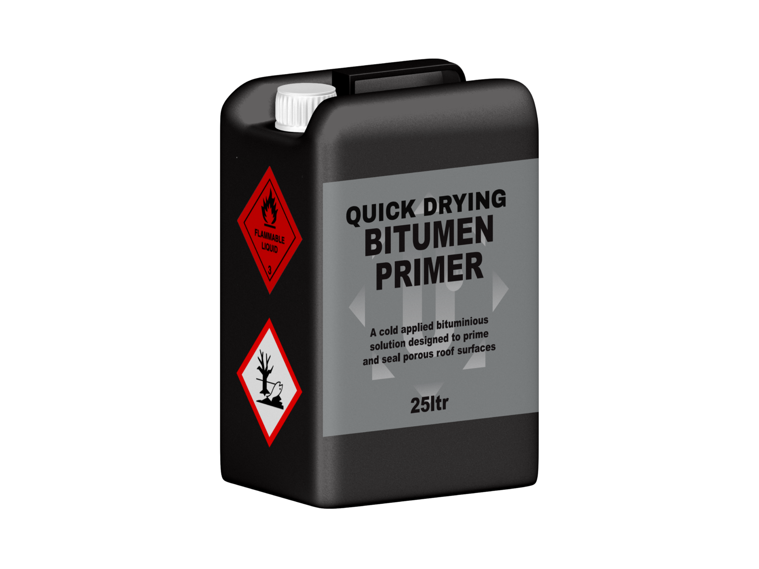 Black container of quick drying bitumen primer