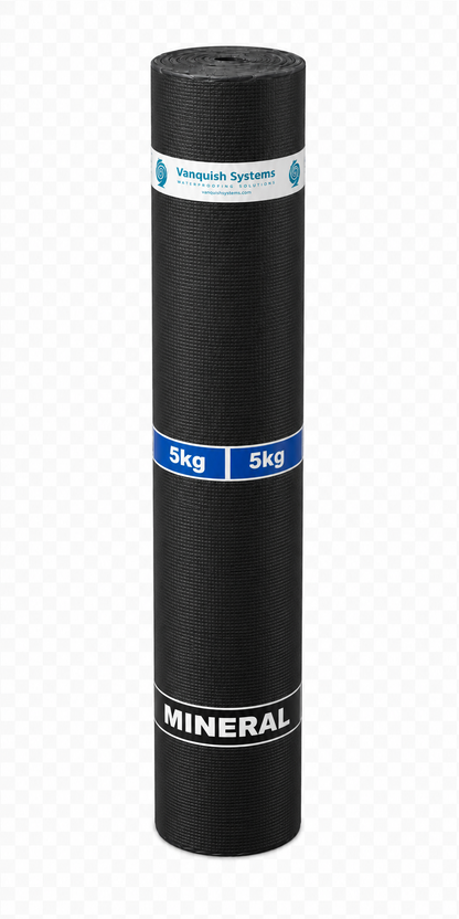 Vanquish® Sty-Bond Torch-On SBS Charcoal Mineral Capsheet – 5kg (-15°C), 8m × 1m